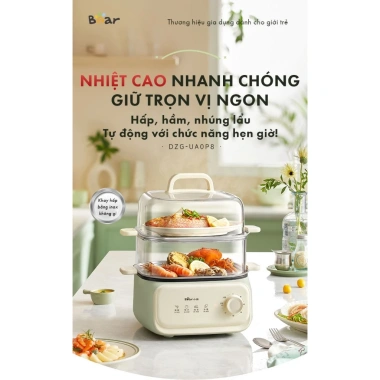 Nồi Hấp Điện Bear DZG-UA0P8 10.3L 1.300W - Kèm Lẩu, Chưng Yến, Hấp Bánh Bao, Nguyên Gà - 828.000đ 2