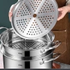 Nồi Hấp Inox 3 Tầng 28cm - Kèm Xửng, Dùng cho Bếp Từ & Ga, Thích hợp Bánh Bao, Flan 2