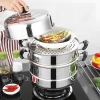 Nồi Hấp Inox 3 Tầng 28cm - Kèm Xửng, Dùng cho Bếp Từ & Ga, Thích hợp Bánh Bao, Flan 5