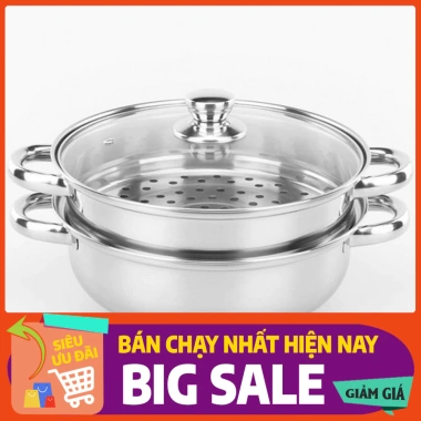 Nồi hấp inox cao cấp 2 tầng - Thiết kế bền, nhanh, giá ưu đãi 79.000đ