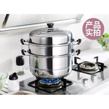 Nồi Hấp Inox Siêu To 28cm - Tặng 1 vỉ & xửng, dùng cho bếp từ, ga, giá 125k