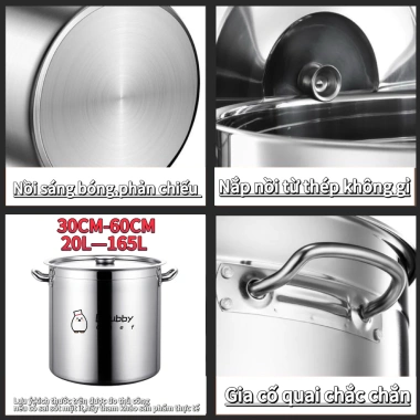 Nồi inox 3 đáy Chubby Chef 20-165L đa năng, dùng mọi bếp & bếp từ, ưu đãi 496,000₫