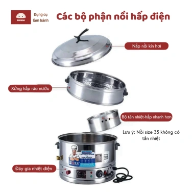 Nồi inox 3 tầng 304 hấp nhanh, tiết kiệm điện - làm bánh, xôi, flan, caramel, thịt 2