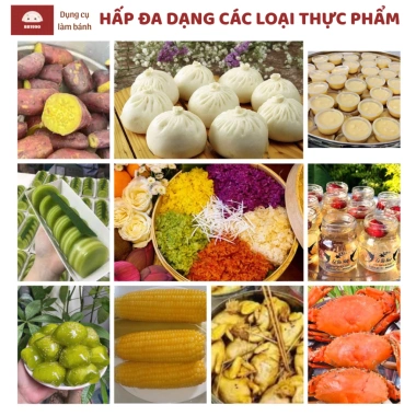 Nồi inox 3 tầng 304 hấp nhanh, tiết kiệm điện - làm bánh, xôi, flan, caramel, thịt 6