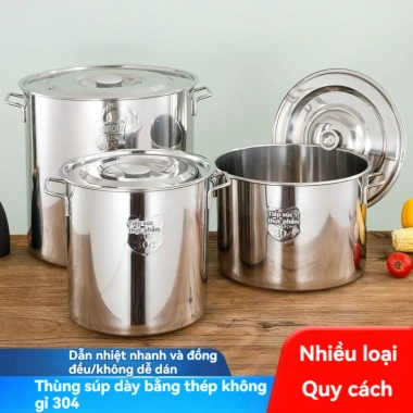 Nồi Inox 304 10-90L 3 lớp siêu bền - Luộc gà, hầm xương, nấu canh, giảm giá 539k
