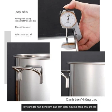 Nồi Inox 304 10-90L 3 lớp siêu bền - Luộc gà, hầm xương, nấu canh, giảm giá 539k