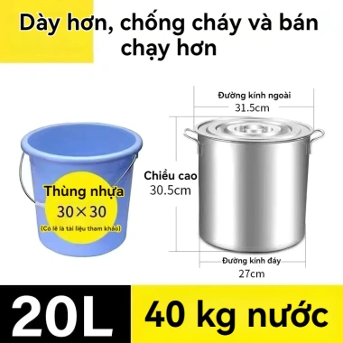 Nồi Inox 304 10-90L 3 lớp siêu bền - Luộc gà, hầm xương, nấu canh, giảm giá 539k 10 Nồi Inox 304 10-90L 3 lớp siêu bền - Luộc gà, hầm xương, nấu canh, giảm giá 539k 10