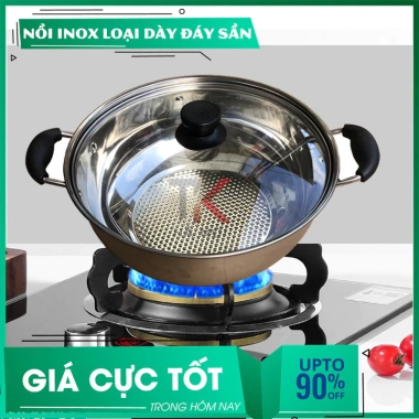 Nồi inox ăn lẩu nấu nướng, dùng cho gia đình, nhà hàng, bán sỉ inbox, chỉ 65.268₫