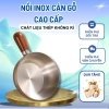 Nồi inox cán gỗ chống bỏng - Mini nấu mì, đun sữa, hâm ăn, dùng bếp gas & từ, giá chỉ 28.240₫