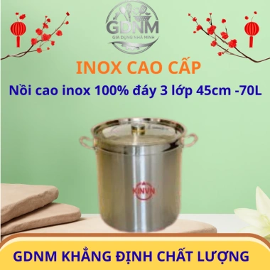 Nồi inox cao cấp 45x45 - Luộc gà, nấu bún, phở cho bếp gas và bếp từ, siêu bền