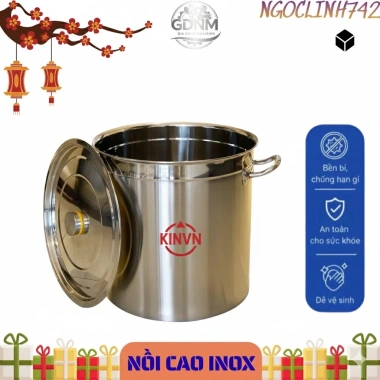 Nồi inox cao cấp 45x45 - Luộc gà, nấu bún, phở cho bếp gas và bếp từ, siêu bền