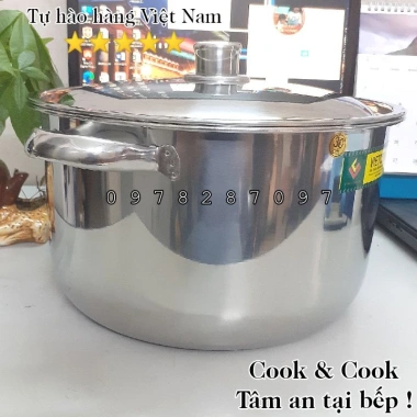 Nồi inox cao cấp 5-20 lít cho bếp từ Vietcook luộc gà nấu súp canh giảm giá 22%