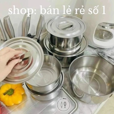 Nồi Inox không quai đa kích thước 16-24cm bộ 5 nồi - Giá ưu đãi 149.000₫ 2