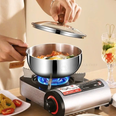Nồi inox mini 14cm Gorilla Chef 304 – Nấu mì, luộc trứng, cháo, giá chỉ 75.000₫