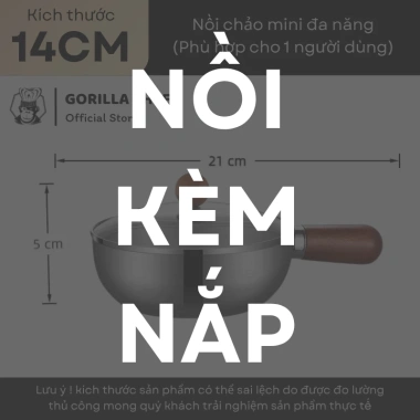 Nồi inox mini 14cm Gorilla Chef 304 – Nấu mì, luộc trứng, cháo, giá chỉ 75.000₫