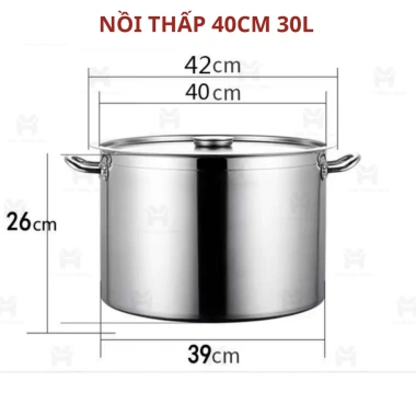 Nồi Inox Thấp Đáy Dày Cao Cấp 15-60L cho Bếp Từ 30-50cm Hầm Xương Nấu Nước Bánh Trưng 397.500 VND