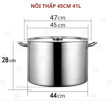 Nồi Inox Thấp Đáy Dày Cao Cấp 15-60L cho Bếp Từ 30-50cm Hầm Xương Nấu Nước Bánh Trưng 397.500 VND