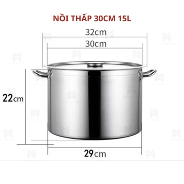 Nồi Inox Thấp Đáy Dày Cao Cấp 15-60L cho Bếp Từ 30-50cm Hầm Xương Nấu Nước Bánh Trưng 397.500 VND