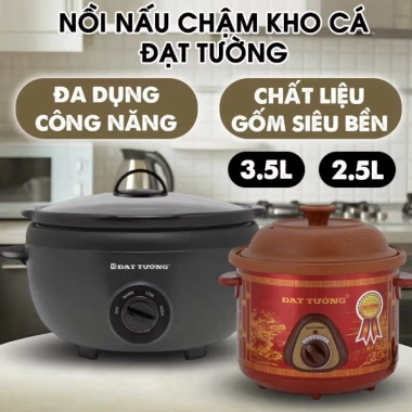 Nồi kho chậm 3,5L màu đen Đạt tường, nấu cá, thịt, ninh cháo, hầm – Giá ưu đãi 249.000 VND 4