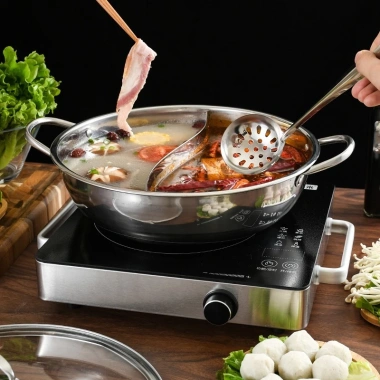 Nồi lẩu 2 ngăn Innox dày dặn 32cm - Cao cấp, đặc biệt, Giá chỉ 109.000₫ 3