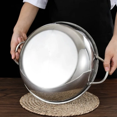 Nồi Lẩu 2 Ngăn Inox 32cm - Chia Ngăn, Dùng Được Bếp Từ, Lẩu Thái Giá 119k