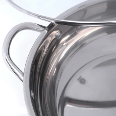 Nồi Lẩu 2 Ngăn Inox 32cm HOMECARE: Nấu Bếp Từ & Ga, Nắp Kính, Giá 135k