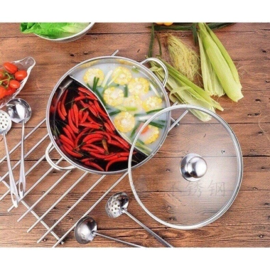 Nồi Lẩu 2 Ngăn Inox GENIUS - Dày Dặn, Dùng Mọi Bếp, Nóng Nhanh, Giá 149.000₫