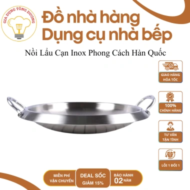 Nồi lẩu cạn inox Hàn Quốc - Siêu bền thép không gỉ, giá chỉ 285.000₫