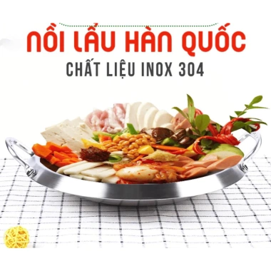 Nồi lẩu cạn inox phong cách Hàn Quốc – thép không gỉ siêu bền, chịu nhiệt tốt, thiết kế hiện đại, giảm giá còn 285.000đ, bảo hành 12 tháng
