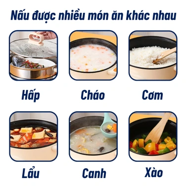Nồi Lẩu Điện Đa Năng 2 Tầng 22cm 2.5L 800W Chống Dính Vân Đá Nấu Xào Hấp Giá 235.000 VND