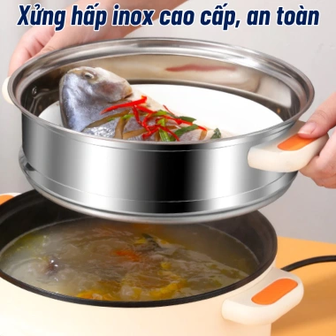 Nồi Lẩu Điện Đa Năng 2 Tầng 22cm 2.5L 800W Chống Dính Vân Đá Nấu Xào Hấp Giá 235.000 VND 9 Nồi Lẩu Điện Đa Năng 2 Tầng 22cm 2.5L 800W Chống Dính Vân Đá Nấu Xào Hấp Giá 235.000 VND 9