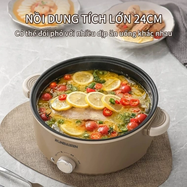 Nồi Lẩu Điện Đa Năng 2 Tầng 4L Chống Dính - Giá Hấp, 3 Mức Nhiệt, Giá 399k