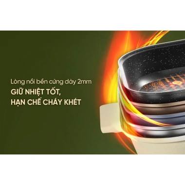 Nồi lẩu điện đa năng 6L SUNHOUSE SHD4.560 1.800W - Lòng dày, men sứ không dính, chỉ 959.000₫