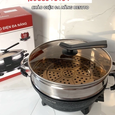 Nồi Lẩu Điện Đa Năng BESUTO Thailand và HOMELY Thái Lan 2 Tầng 4 Chức Năng Lẩu Hấp Chiên Xào Giá 568k