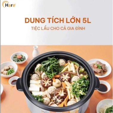 Nồi Lẩu Điện Đa Năng Hare 5L 1.500W - Siêu Tiện Lợi, Giá Ưu Đãi 600.300₫ 4