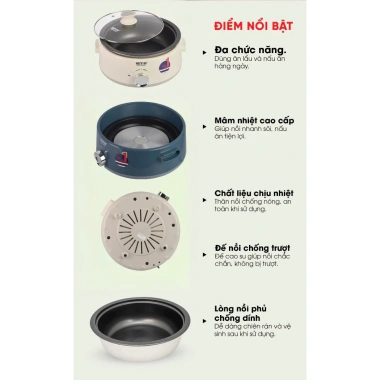 Nồi lẩu điện đa năng Thái Lan Bennix BN-05EGP 5L - Bảo hành 24 tháng - Giá chỉ 855.000₫