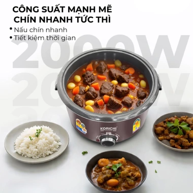 Nồi Lẩu Điện KORICHI KRC-1.580 8L 2.000W, Lòng Ceramic Cao Cấp, Mâm Nhiệt Lớn, 4 Mức Nhiệt Linh Hoạt - Giá 940k 3 Nồi Lẩu Điện KORICHI KRC-1.580 8L 2.000W, Lòng Ceramic Cao Cấp, Mâm Nhiệt Lớn, 4 Mức Nhiệt Linh Hoạt - Giá 940k 3