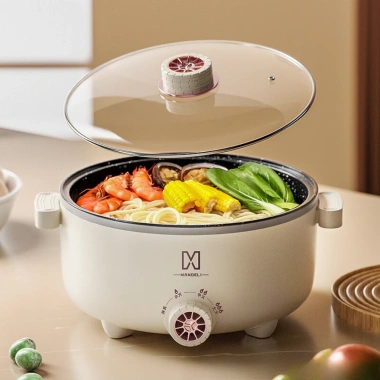 Nồi Lẩu Điện Mandeli 2 Tầng 1.000W 3.5L 28cm Lòng Vân Đá Chống Dính - Nấu & Hấp Đa Năng, Giá 249k
