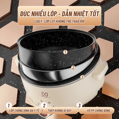 Nồi Lẩu Điện Mandeli 2 Tầng 1.000W 3.5L 28cm Lòng Vân Đá Chống Dính - Nấu & Hấp Đa Năng, Giá 249k 5 Nồi Lẩu Điện Mandeli 2 Tầng 1.000W 3.5L 28cm Lòng Vân Đá Chống Dính - Nấu & Hấp Đa Năng, Giá 249k 5
