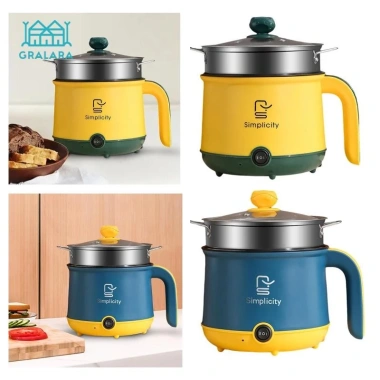 Nồi Lẩu Điện Mini Chống Dính, Dễ Vệ Sinh, Adapter Mỹ - Nấu Ramen, Pasta, Cháo, Bít Tết, Giá 291.5k Giảm 17%