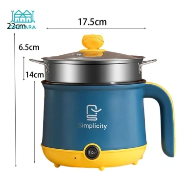 Nồi Lẩu Điện Mini Chống Dính, Dễ Vệ Sinh, Adapter Mỹ - Nấu Ramen, Pasta, Cháo, Bít Tết, Giá 291.5k Giảm 17%
