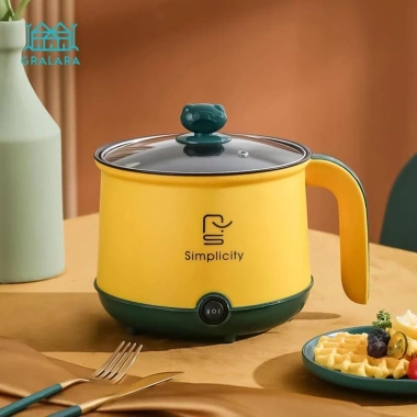 Nồi Lẩu Điện Mini Chống Dính, Dễ Vệ Sinh, Adapter Mỹ - Nấu Ramen, Pasta, Cháo, Bít Tết, Giá 291.5k Giảm 17%