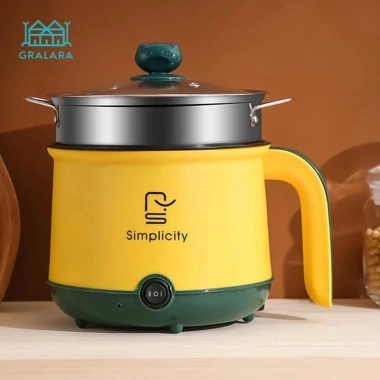 Nồi Lẩu Điện Mini Chống Dính, Dễ Vệ Sinh, Adapter Mỹ - Nấu Ramen, Pasta, Cháo, Bít Tết, Giá 291.5k Giảm 17%