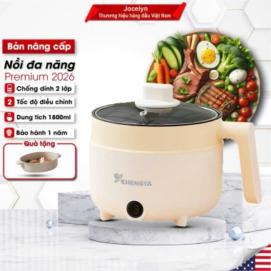 Nồi Lẩu Điện MINI JOCELYN 1,8-3L Chống Dính 600-800W, Tặng Xửng Hấp, BH 1 Năm - Giá 215.000₫