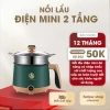 Nồi Lẩu Điện Mini Nấu Mì 2 Tầng Giá Hấp Đa Năng Chống Dính Vấn Đá N2 New Tiện Lợi