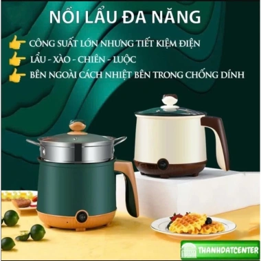 Nồi Lẩu Điện Mini Nấu Mì 2 Tầng Giá Hấp Đa Năng Chống Dính Vấn Đá N2 New Tiện Lợi 7
