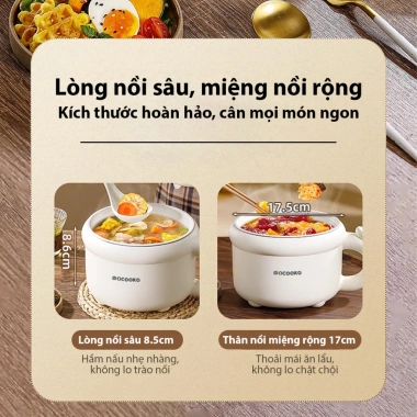 Nồi lẩu điện mini QCOOKO QO-DE18 chống dính, 3 mức nhiệt, nắp tiện, bảo hành 12 tháng - 60.000đ 4