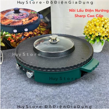 Nồi Lẩu Điện Nướng Sharp KS-2.811 2 in 1 Đa Năng Phủ Vân Hoa Đá Xanh - Giá 790k 7 Nồi Lẩu Điện Nướng Sharp KS-2.811 2 in 1 Đa Năng Phủ Vân Hoa Đá Xanh - Giá 790k 7
