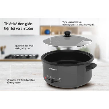 Nồi Lẩu Điện Sunhouse SHD4.523 3.5L - Phù hợp 4 người, Dễ Vệ Sinh, Bảo Hành Chính Hãng, Giá Ưu Đãi