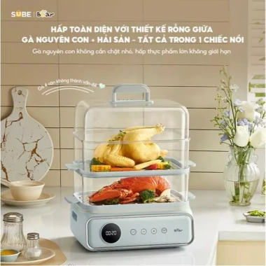 Nồi lẩu hấp BEAR 21.5L DZG-P20W7 - 3 tầng, hấp cá, yến, BH 18t, 1.08 tr 5
